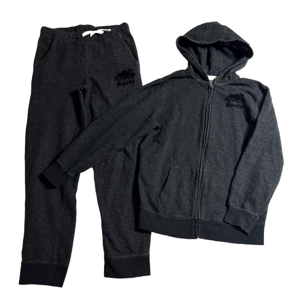Roots Kids Salt & Pepper Charcoal Grey Sweatpants & Hoodie Set Size XXL 13/14